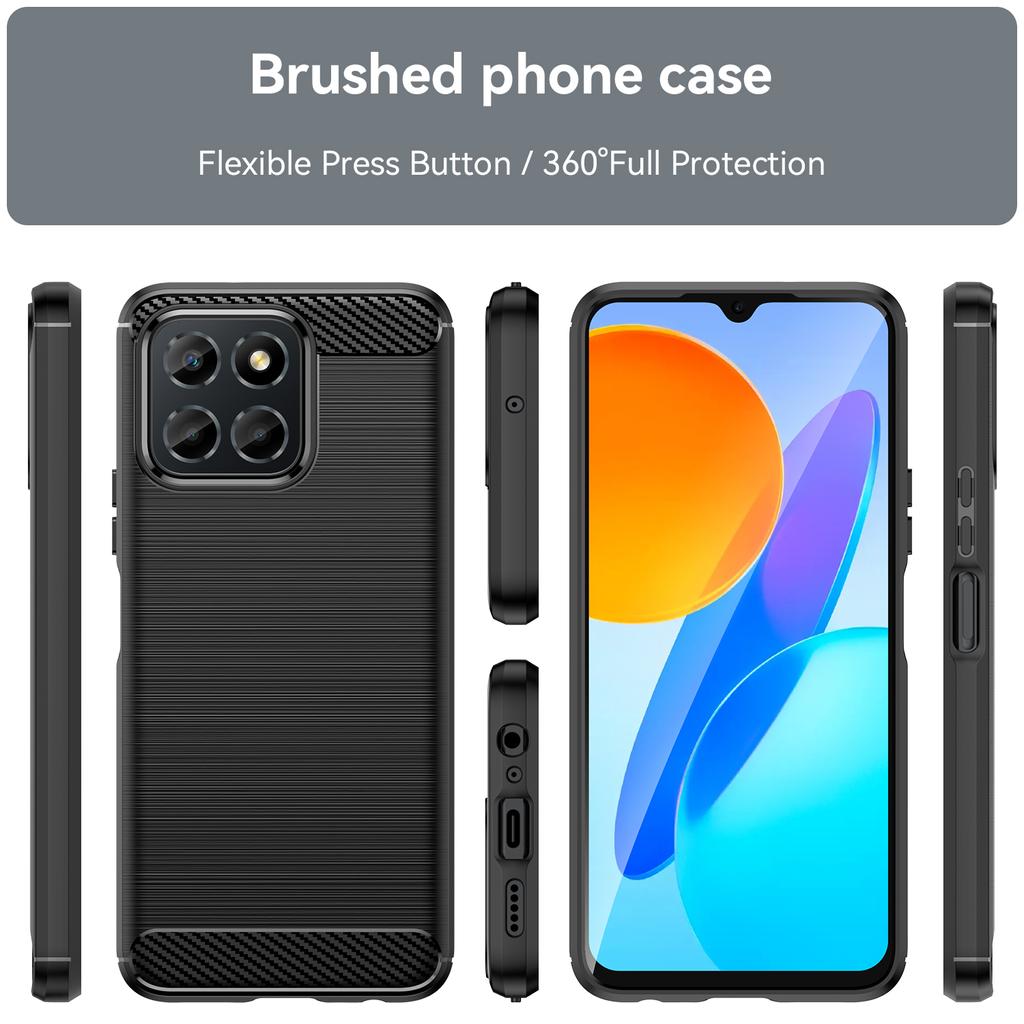 For Honor X6 4G Case Flexible TPU Phone Cover Carbon Fiber Texture Phone Shell