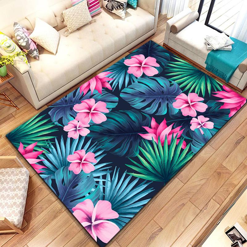 Tropical Leaf Pattern Rug for Bedroom Living Room Carpet for Kitchen Floor Mats Home Decor Non-Slip Floor Pad Rug