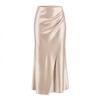 Damen Hoher Bund Satin Maxirock Wickel Raffung Elegant Bodycon Rock