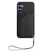 For Samsung Galaxy S25 Case Card Holder Kickstand Skin-Touch Phone Cover with Wrist Strap