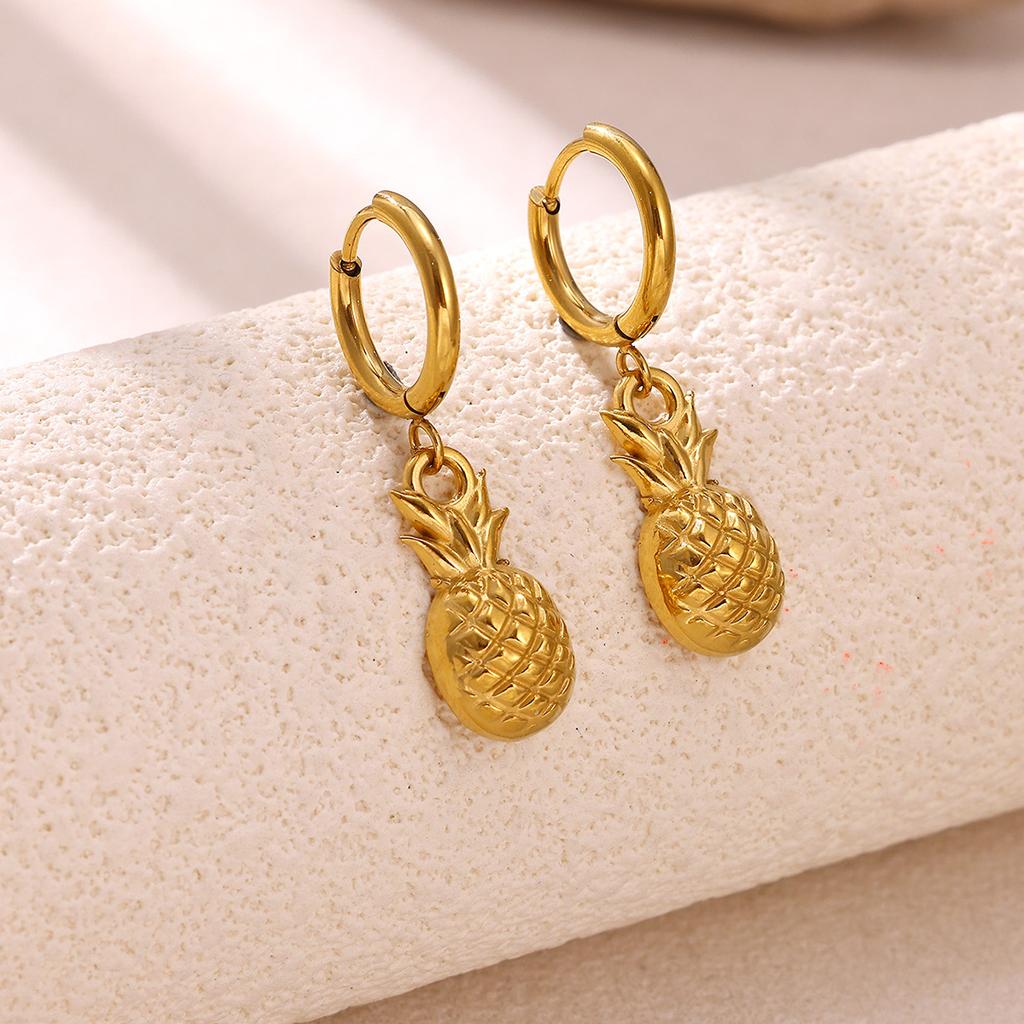 Cute Hoop Earrings Women's Party Geometric Heart Small Fish Gold Color Hanging Hoops Stainless Steel Jewelry Flower Earring Gift