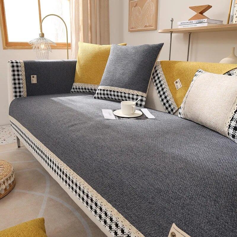 Seat European Couch Cover Sofa Towel for Living Room Decor New Cotton Linen Fabric Sofa Cover Slip Resistant Slipcover