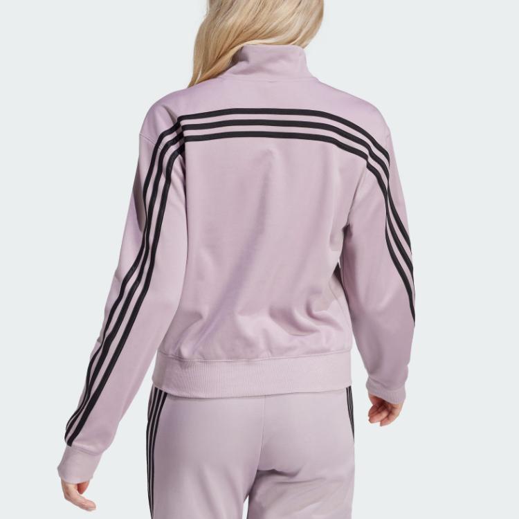 Adidas Iconic Wrapping Track Jacket Retro Sports Stand Collar Comfortable Casual Long Sleeve Jacket Women Jackets Light-Purple Black IT4827