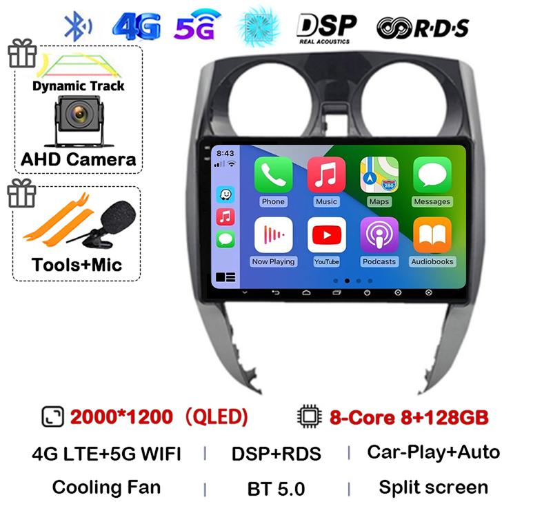 Android 14 Carplay Auto WIFI+4G For Nissan Note 2 E12 2012 - 2021 Car Radio 2 Din Stereo Multimedia Video Player GPS Navigation
