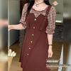 Double Heaven 2024 Summer Plus Size Retro Two-Piece Waist-Slimming Dress L239AB