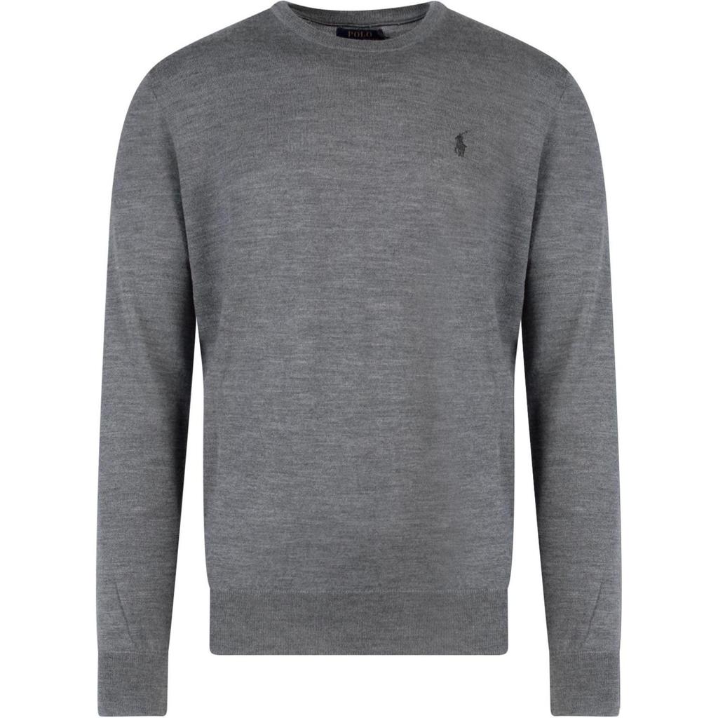Polo Ralph Lauren FW22 Solid Logo Embroidered Crew Neck Sweater Men Sweater Gray 710876846-006