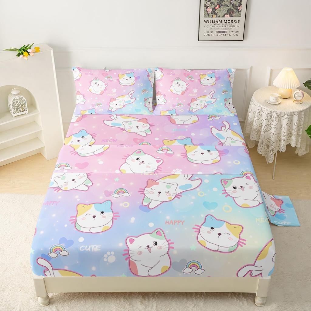 Forest Animal Fox Deer Bear Pattern Sheet Four-Piece Bedroom Room Dormitory Bedding Decoration