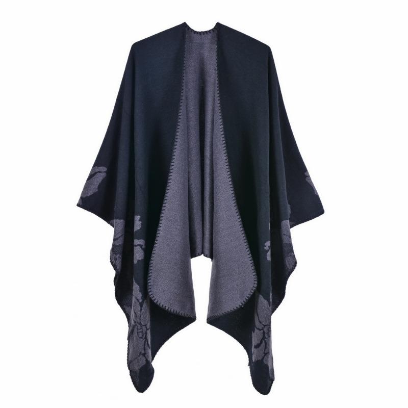 Women's scarf shawl creative new fashion imitation cashmere jacquard split fork thickened large cape air conditioner warm shawl