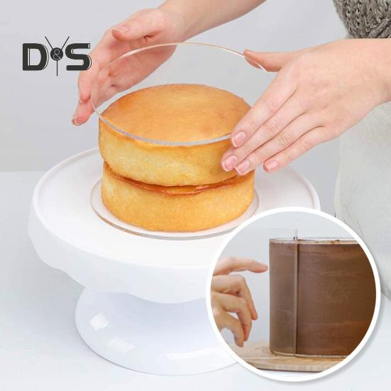 2 adet akrilik kek tabakları yapışkan olmayan dayanıklı çok yönlü şeffaf yuvarlak Buttercream kek diskleri kek servisi için