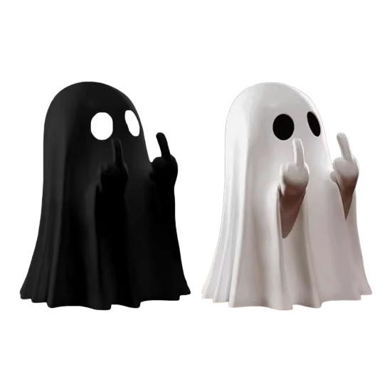 1/2/3/4/6Pcs Halloween Middle Finger Ghost Figurine Mini Spooky Ghost Statue Holiday Party Home Office Desktop Decoration Ornament