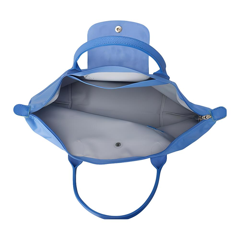 New LONGCHAMP Le Pliage Green Recycled Polyamide Canvas Dumpling Bag Handbag Medium Women's Chrysanthemum Blue 1623919P82