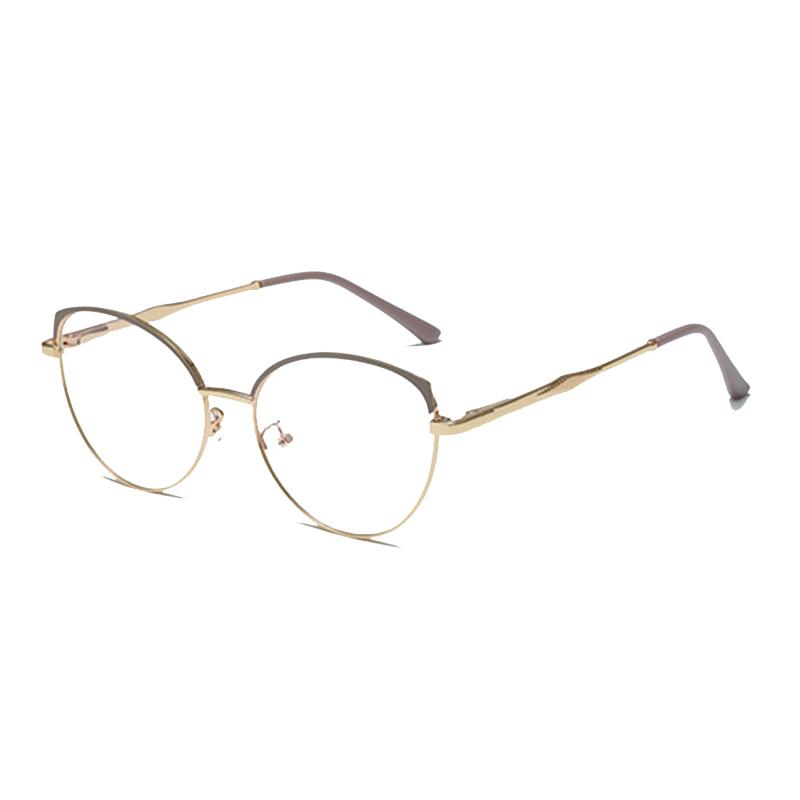 Retro Cat Eye Metal Frame Photochromic Anti Blue Light Reading Glasses for Women 0 To +6 Degrees