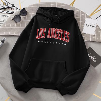 Hanorac din Los Angeles, California, pentru femei, modă, noutate, ocazional, cu glugă, de bază, toate asortate, hanorac cald, confortabil, fleece, nou.