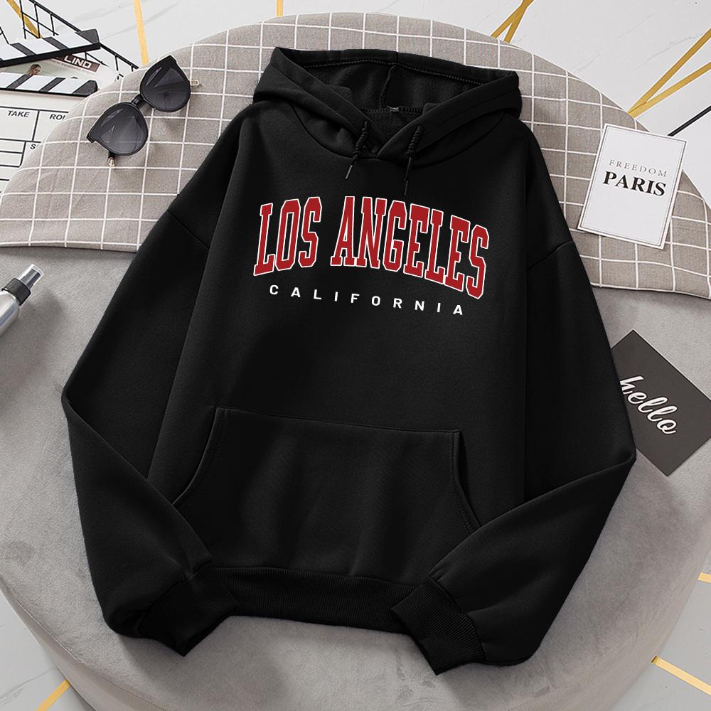 Los Angeles California Hoodies Women Fashion Novelty Casual Hooded Basic Sweatshirt Warm Comfortable Fleece New Hoody