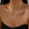 Collier Y Étoilé Orné de Diamants avec Chaîne Perles pour Femmes et Hommes