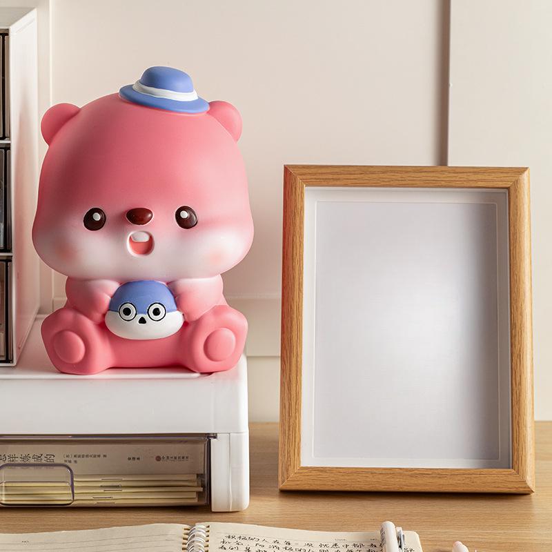 Niedliches kleines Fanlubi Sparschwein mit Kleber Sturzsicher Große Kapazität Münzaufbewahrung Sparschwein Dekoration