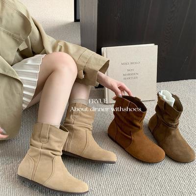 Simple Design Sense Retro Short Boots Women's 2025 Autumn and Winter New Stacking Boots Lazy Wind Tube Boots Versatile Martin Boots