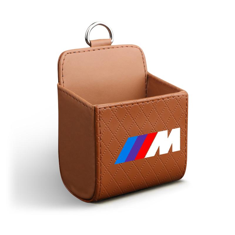 M LOGO Car Storage Bag Car Air Outlet Debris Bag Leather Organizer Box For BMW E46 E39 E90 E60 E36 F30 F10 E34 E30 F20 E92 M3 M4 M5 X3 X4 X5 X6 X7