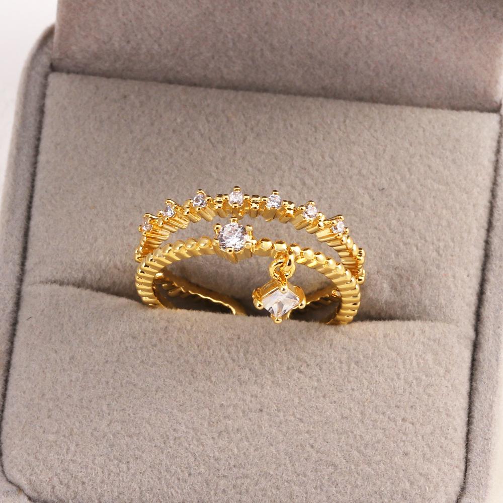 New Cute Colorful Zircon Flower Ring For Women Girl Fashion Vintage Zircon Adjustable Rings Jewelry Gift