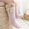 Summer Kids Knee High Socks Baby Girls Boys Bow Long Sock Soft Cotton Mesh Breathable Children Hollow Socken For 0-7Years