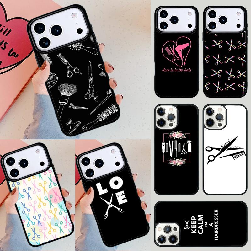 Hair Scissors Phone Case For iPhone 17 Air 14 15 13 12 Max Cover For Apple 14 15 16 16e 11 Pro Max Plus