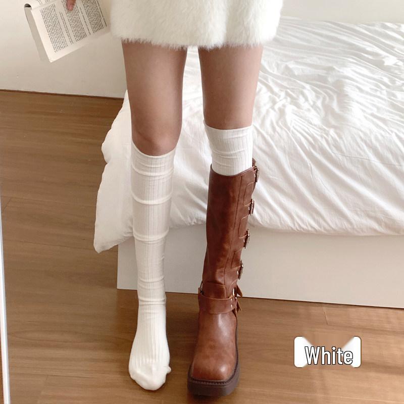 Damen Sommer Koreanischer Stil Über das Knie Dünne Socken mit Stiefeln