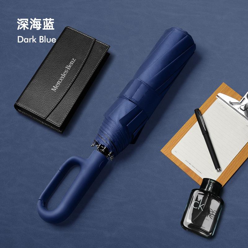 New 10-bone Vinyl Sunscreen Automatic Double Keel Ring Buckle Handle Three-fold Umbrella Fixed Umbrella