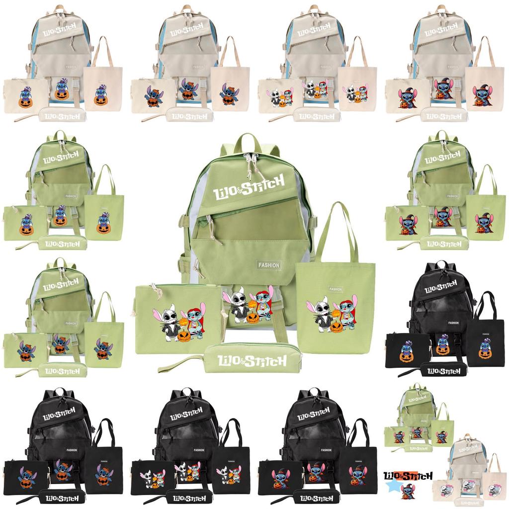 Stylish And Versatile Stitch Backpack Set With Four Unique Pieces For Students