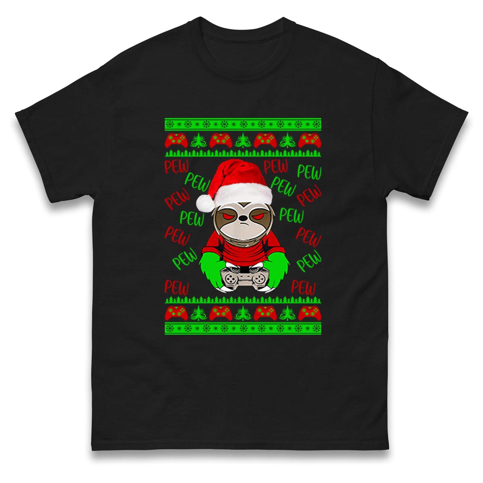 Pew Pew Santa Gaming Controller Christmas T Shirt,Offensive Christmas Tee 4XL