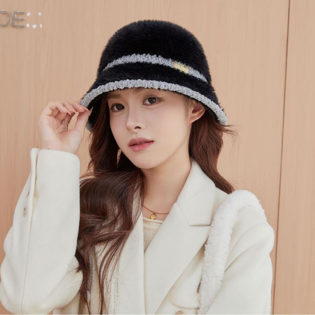 

Новая плюшевая шляпа-рыбак для женской моды, модная шляпа-ведро в корейском стиле, модный темперамент, универсальная, подчеркивающая маленькое лицо, теплая шляпа-ведро one size