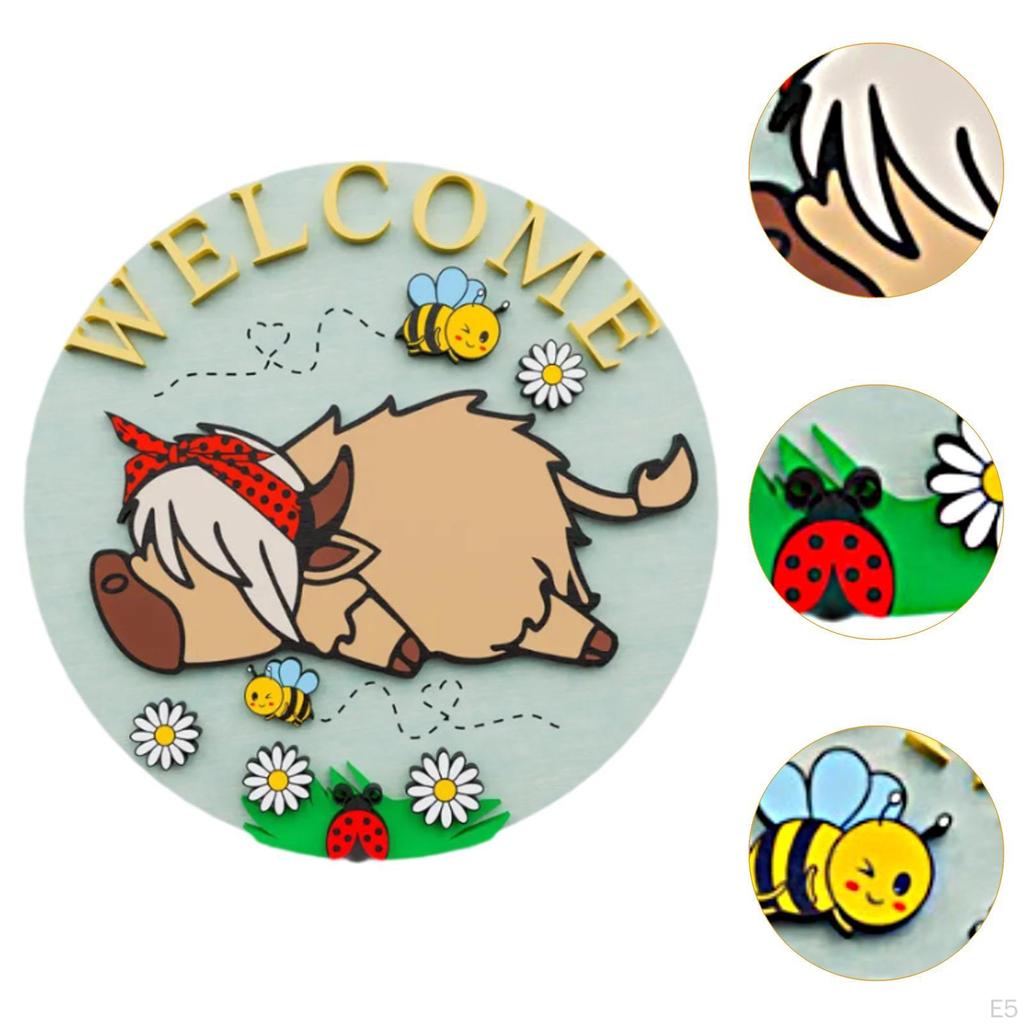 Highland Cow Wood Sign for Entryway, Wall Decor Living Room