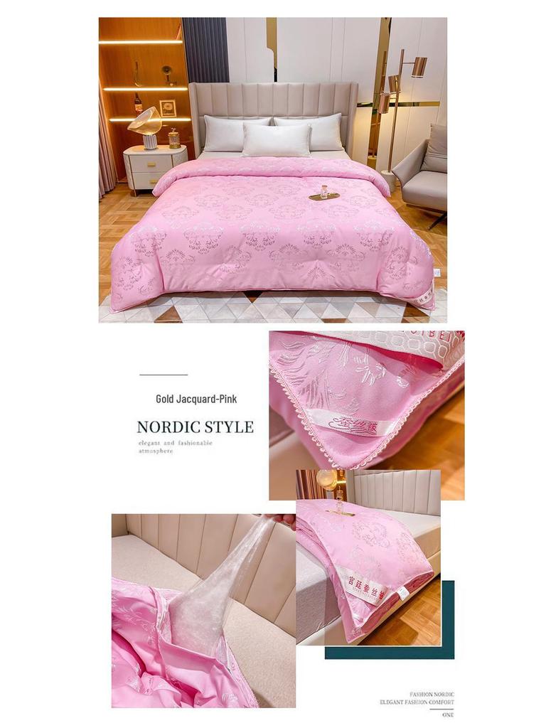 Pure Cotton & Mulberry Silk Jacquard Quilt - All-Season, Spring, Autumn, Winter, Mother-Child Gift Quilt
