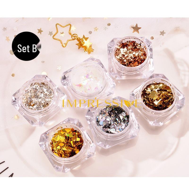 Aurora Nail Art Irregular Glass Shards - Candy Cellophane Flakes