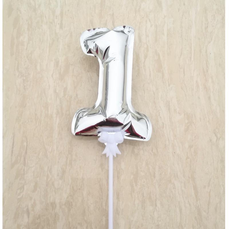 Balon din aluminiu auto-gonflabil de 14 cm cu număr, decor pentru tort, petrecere de aniversare 0-9 inserție.