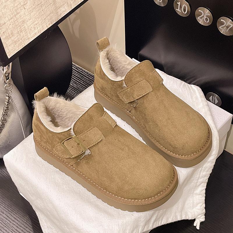 Women's Large Size Mid-calf Soft Sole Heightening Winter Warm Fur One Anti-slip Snow Boots Plush Lined Ankle Boots Outdoor Sports Cotton Boots