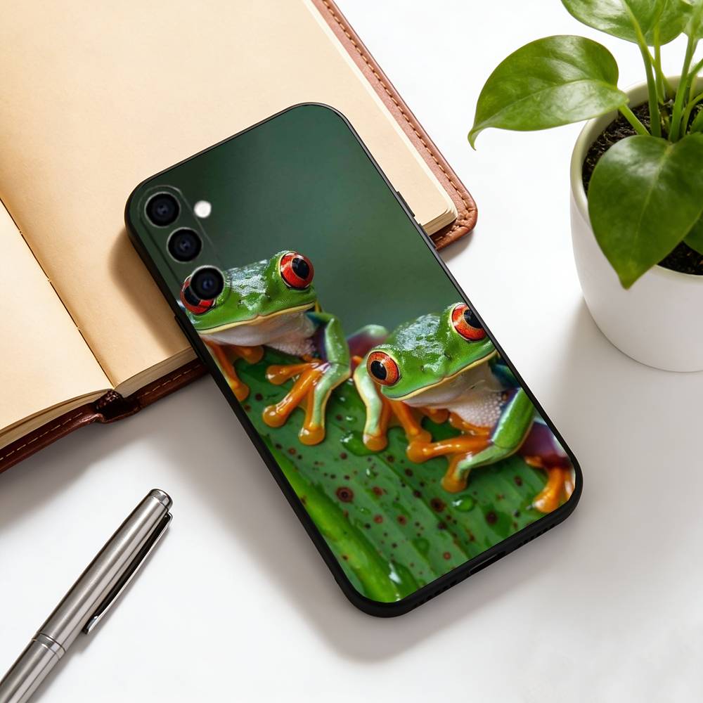 

Лягушка-дерево Чехол для телефона Черный Силикон Мягкий Для Samsung Galaxy A73,A72,A71,A70,A53,A52,A51 Samsung a41