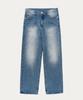 Akeusi Daily Semi-Long Wide Denim Pants (Blue Wash)