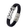 New Punk 14k Gold Stainless Steel Bracelets for Men Classic Style Black Brown Wax Cord Braided Genuine Leather for Anniversaries