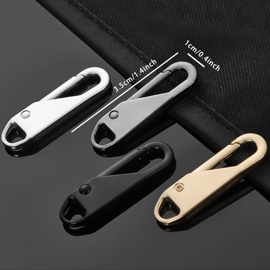 4pcs Stainless Steel Zipper Pull Repair Kit Universal Zipper Replacement Slider Handle Bags Clothing Purses Durable Long-Lasting