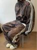 2024 Men's Retro Leopard Print Streetwear Tracksuit Jacket and Sweatpants