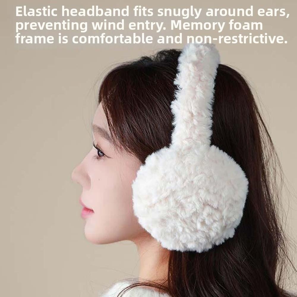 Soft Foldable Ear Cover Plush Winter Thicken Earflap Comfortable Solid Color Earmuffs  Women