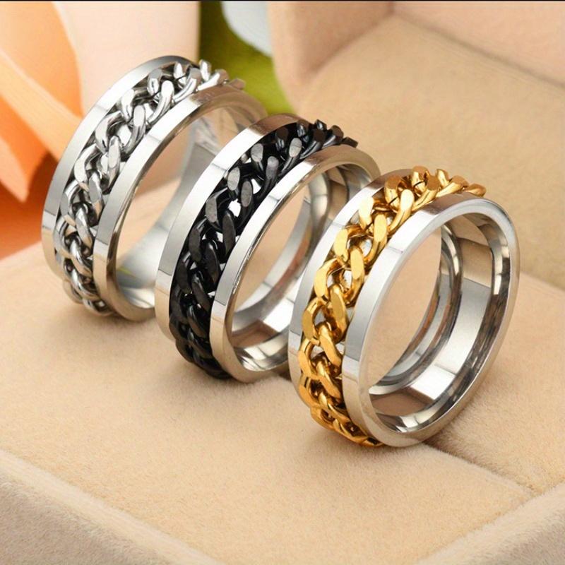1Pc Simple and Changeable Men's and Women's Titanium Steel Rotating Roman Chain Ring, Personalized Ring