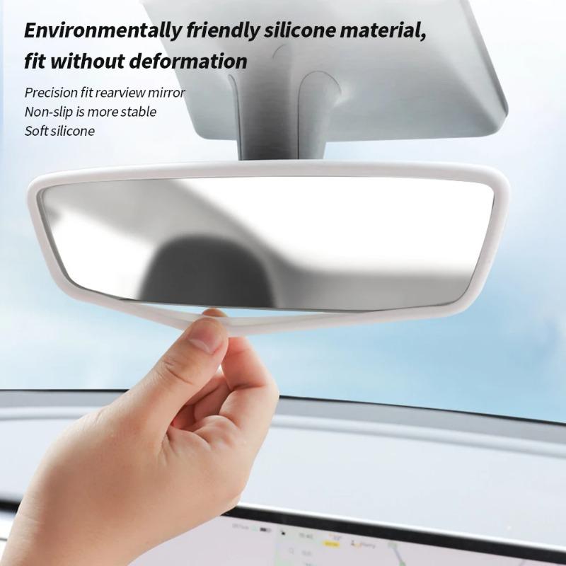 Car Interior Rearview Mirror Protective Cover Suitable for Tesla Model 3/Y Rearview Mirror Silicone Protective Frame Accessories