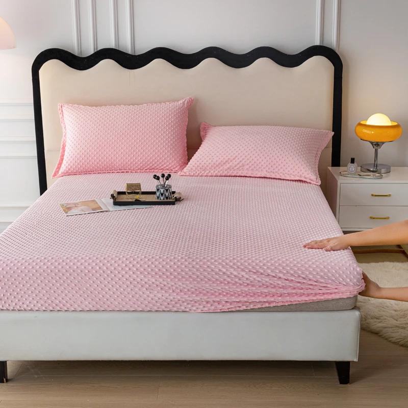 

1 шт., приятная для кожи простыня на резинке, бархатные простыни, простые покрывала для кровати, зимние чехлы для матрасов (Нет наволочки) 90x200cm 1pc