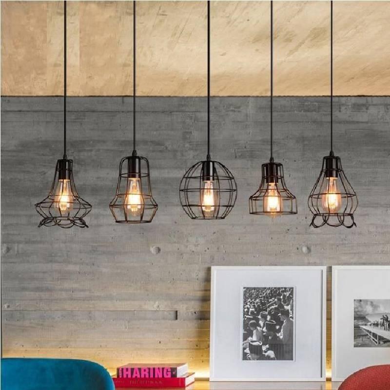 Chandelier Simple Fashion Retro Indoor Industrial Wind Bar Small Iron Lamps Cage