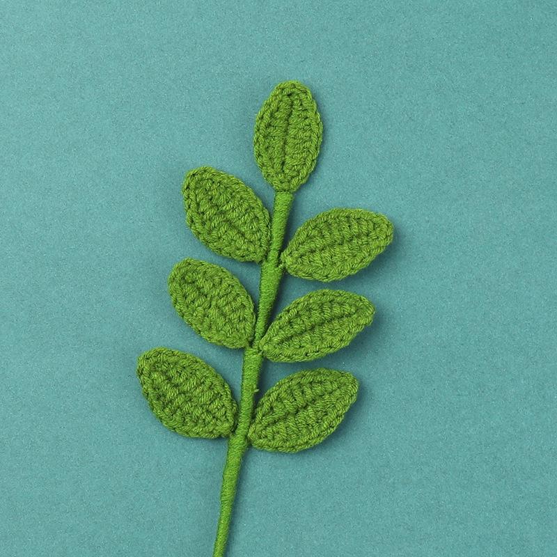 1pc Crochet Leaves Knitted Eucalyptus Leaves Handmade Knitting Plant Artificial Plant for Flower Vase Home Decor