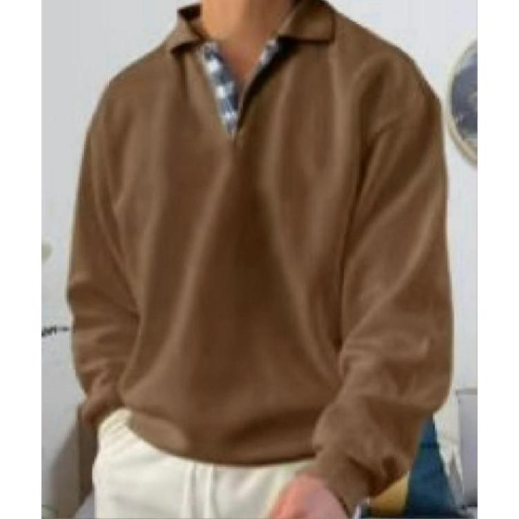 Season Long-sleeved V-neck Men's Lapel Loose Sweater Men's Clothing