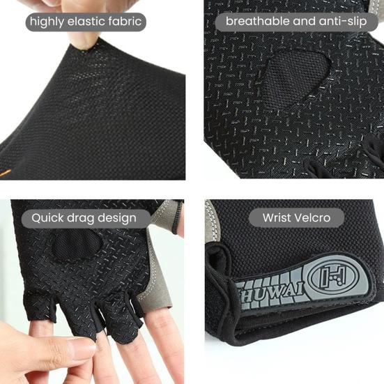 Summer Cycling Gloves Half Finger Gloves with Anti-Slip Grip Breathable Sweat-wicking Padded Gloves for Men Women Mountain Biking Gym Training Weight