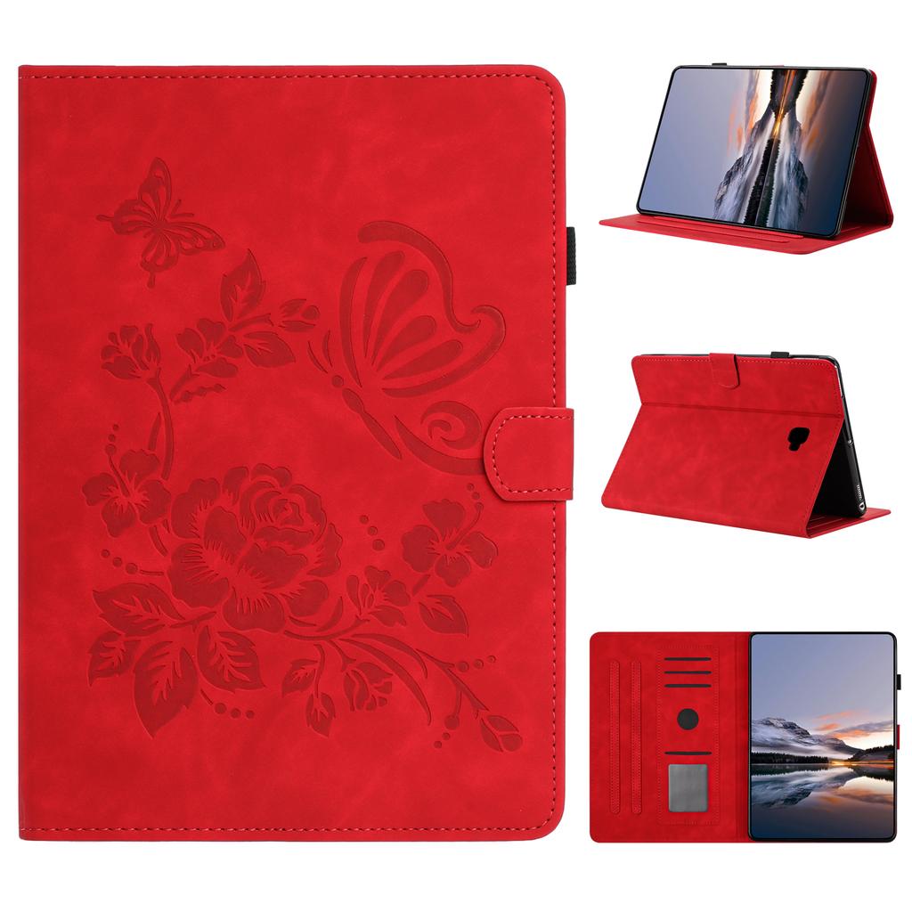 Für Samsung Galaxy Tab A 10.1 (2016) Hülle Kartenhalter Ständer Schmetterling Floral Prägung Leder Tablet-Abdeckung