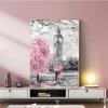 Solid Wood Frame Set Canvas Painting Pink Trees Tower Lovers With Umbrella Modern Street Wall Art Posters And Prints Home Decor